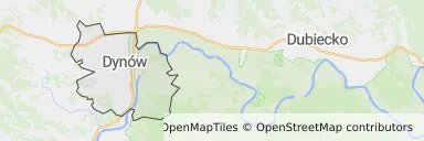 Mapa z zaznaczonym Dynowem