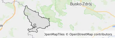 Mapa z zaznaczonymi Działoszycami
