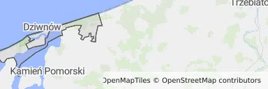 Mapa z zaznaczonym Dziwnowem