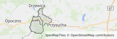 Mapa z zaznaczonym Gielniowem