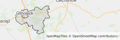 Mapa z zaznaczonym Glinojeckiem