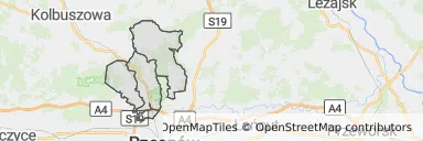 Mapa z zaznaczonym Głogowie Małopolskim