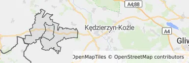 Mapa z zaznaczonym Głogówkiem