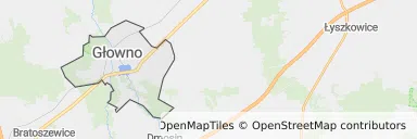 Mapa z zaznaczonym Głownem