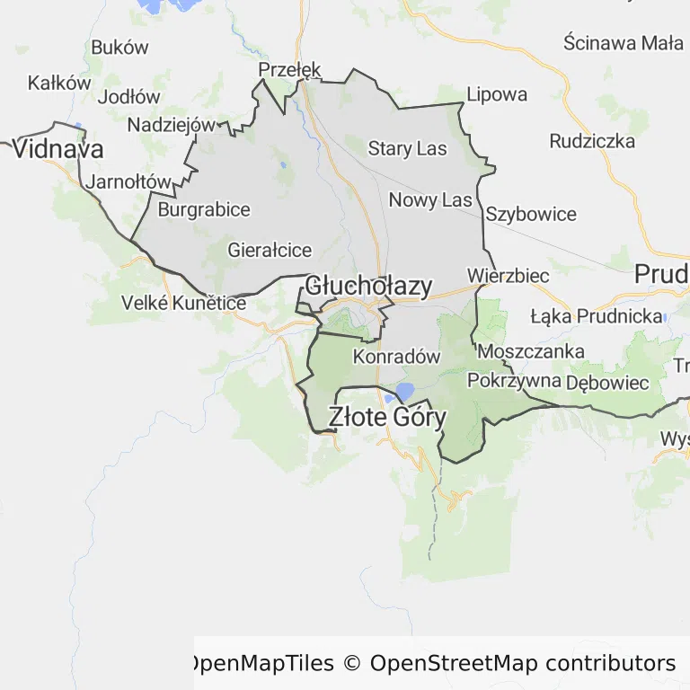 Mapa z zaznaczonym Głuchołazami