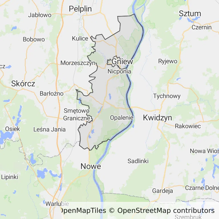 Mapa z zaznaczonym Gniewem