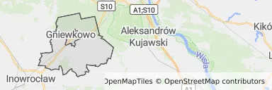 Mapa z zaznaczonym Gniewkowem