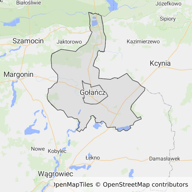 Mapa z zaznaczonym Gołańczy