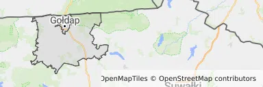 Mapa z zaznaczonym Gołdapi