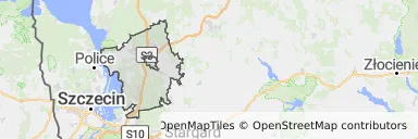 Mapa z zaznaczonym Goleniowem