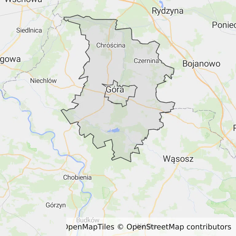Mapa z zaznaczoną Górze