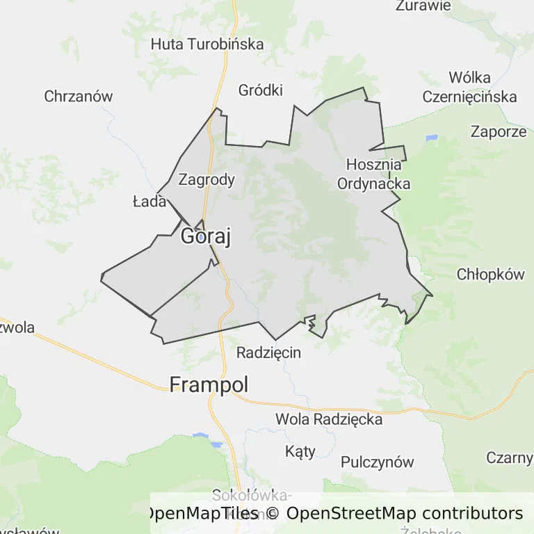 Mapa z zaznaczonym Goraju