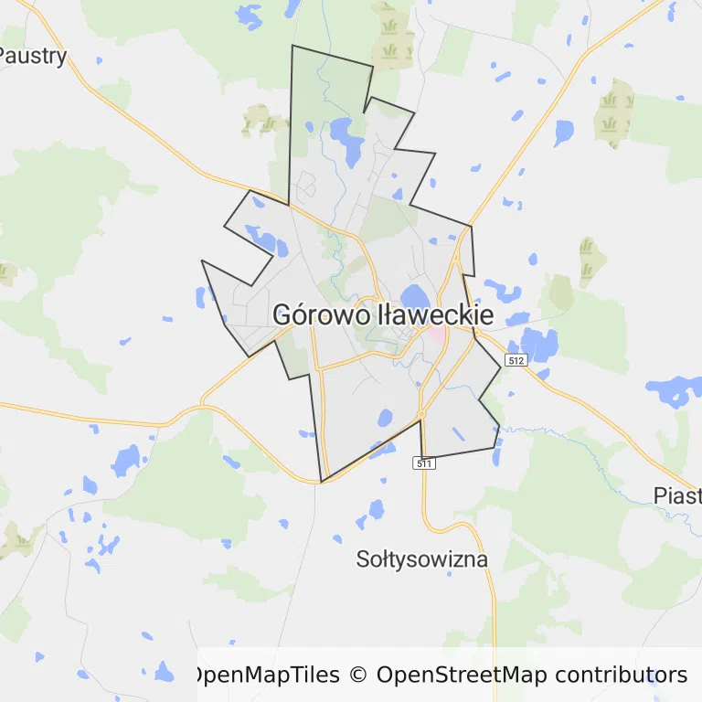 Mapa z zaznaczonym Górowie Iławeckim