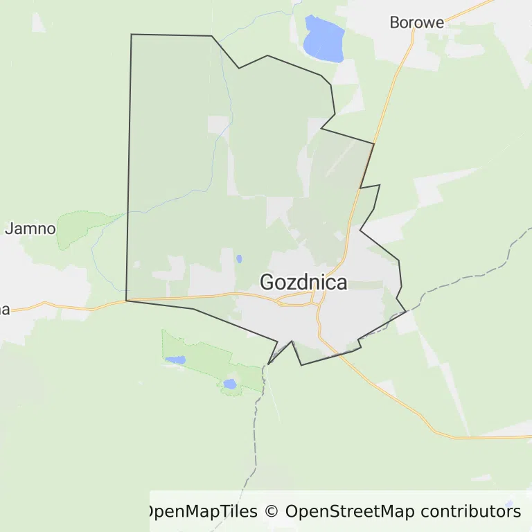 Mapa z zaznaczonym Gozdnicy