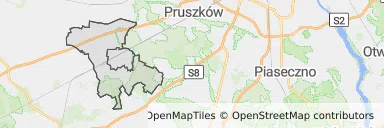 Mapa z zaznaczonym Grodzisku Mazowieckim