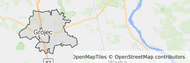 Mapa z zaznaczonym Grójcu