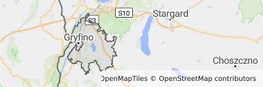 Mapa z zaznaczonym Gryfinem