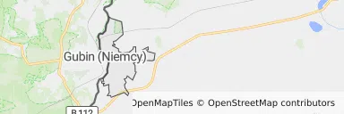 Mapa z zaznaczonym Gubinem