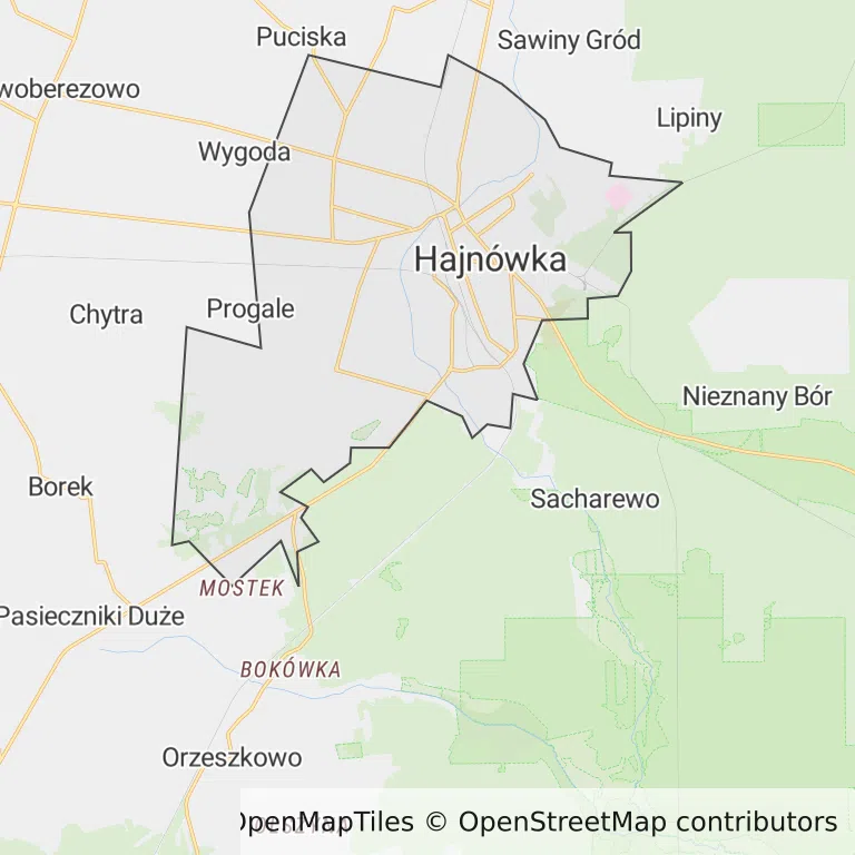 Mapa z zaznaczoną Hajnówką