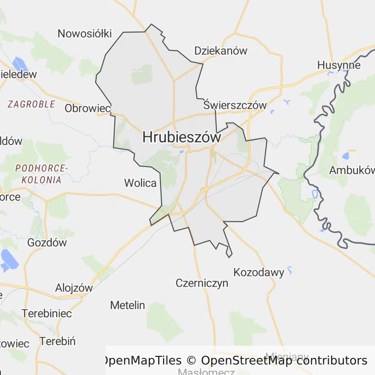 Mapa z zaznaczonym Hrubieszowem