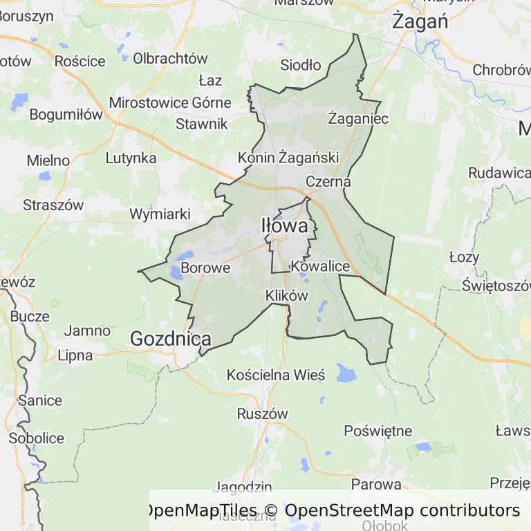 Mapa z zaznaczoną Iłowej