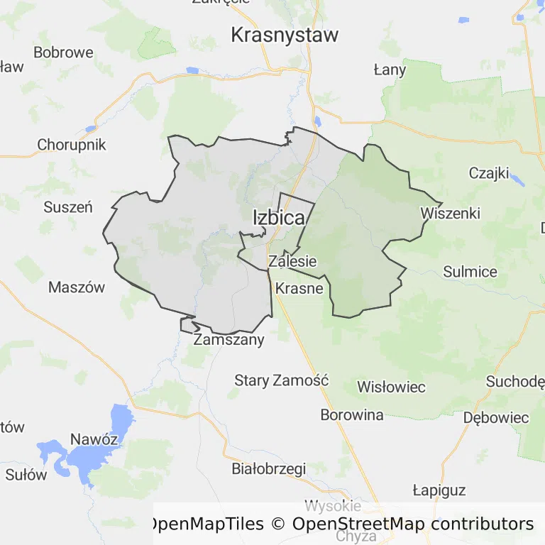 Mapa z zaznaczonym My w Izbicy