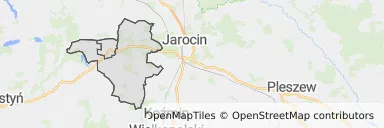 Mapa z zaznaczonym Jaraczewem