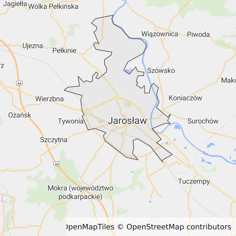 Mapa z zaznaczonym Jarosławiu