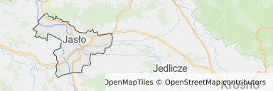 Mapa z zaznaczonym Jaśle