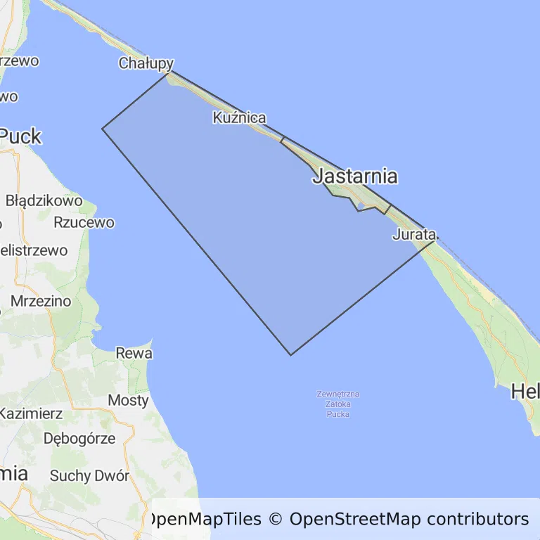 Mapa z zaznaczoną Jastarni