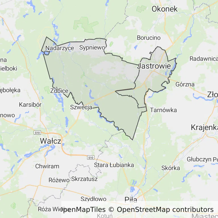 Mapa z zaznaczonym Jastrowiu