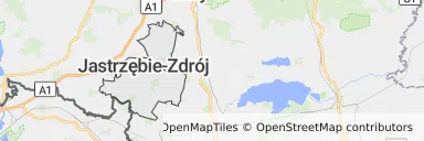 Mapa z zaznaczonym Jastrzębie-Zdroju