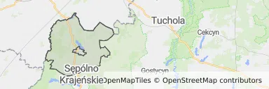 Mapa z zaznaczonym Kamieniu Krajeńskim