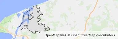 Mapa z zaznaczonym Kamieniu Pomorskim