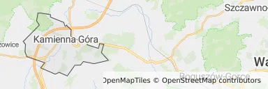 Mapa z zaznaczoną Kamiennej Górze