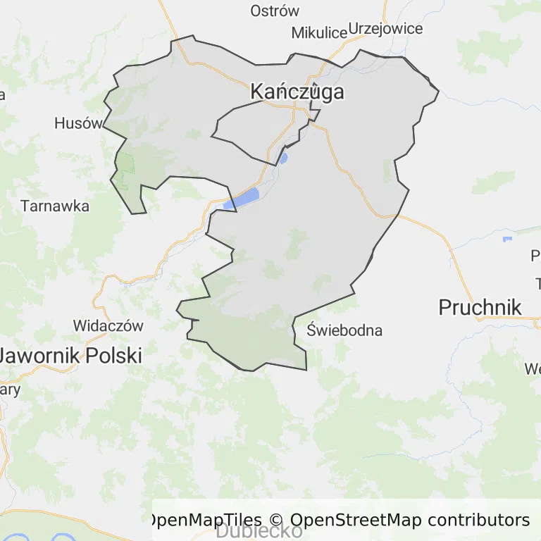 Mapa z zaznaczoną Kańczudze