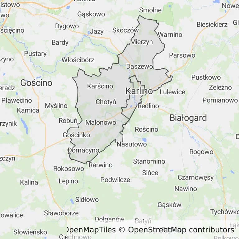 Mapa z zaznaczonym Karlinem