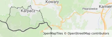 Mapa z zaznaczonym Karpaczem