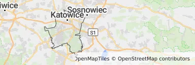Mapa z zaznaczonymi Katowicami