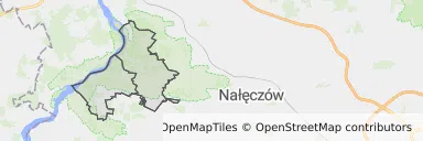 Mapa z zaznaczonym Kazimierzu Dolnym