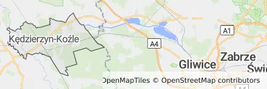 Mapa z zaznaczonym Kędzierzynie-Koźlu