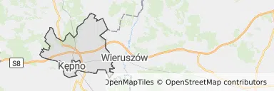 Mapa z zaznaczonym Kępnem