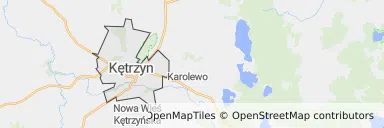 Mapa z zaznaczonym Kętrzynem