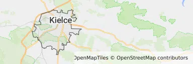 Mapa z zaznaczonymi Kielcami