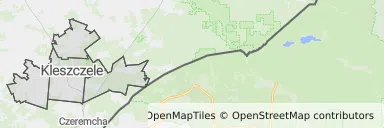 Mapa z zaznaczonym Kleszczelami