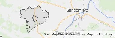 Mapa z zaznaczonym Klimontowem