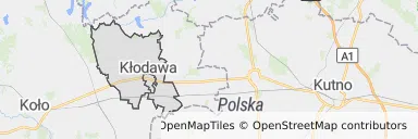 Mapa z zaznaczoną Kłodawem