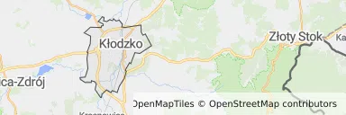 Mapa z zaznaczonym Kłodzkiem