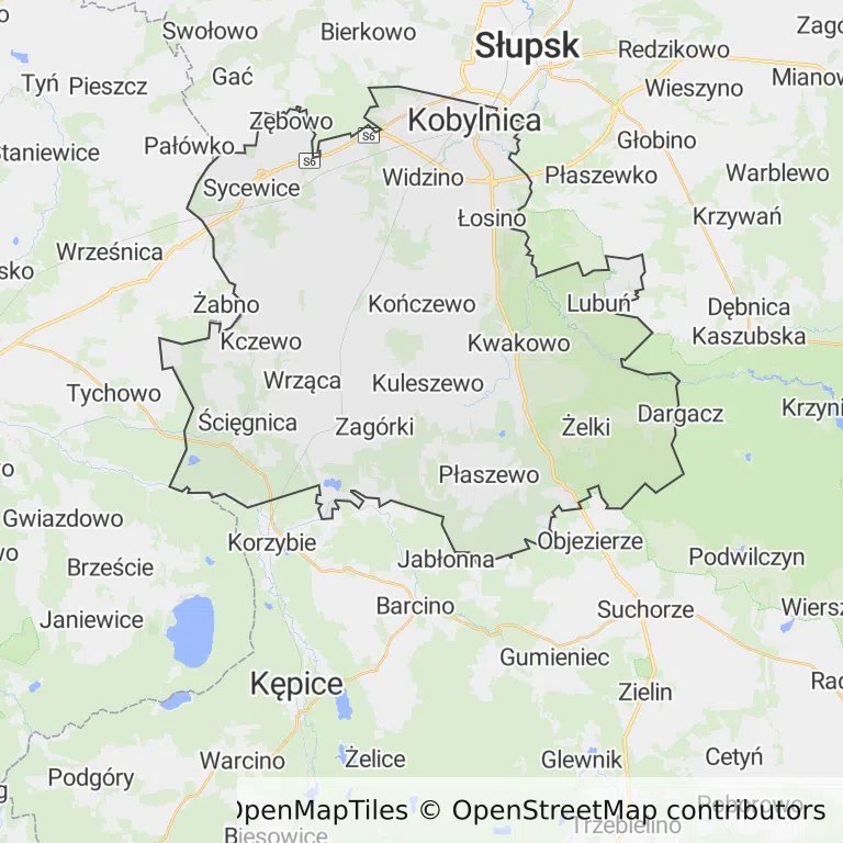 Mapa z zaznaczonym Kobylnicy