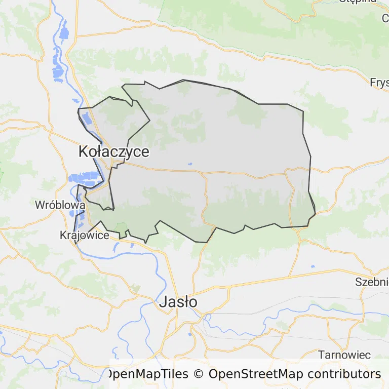 Mapa z zaznaczonymi Kołaczycami